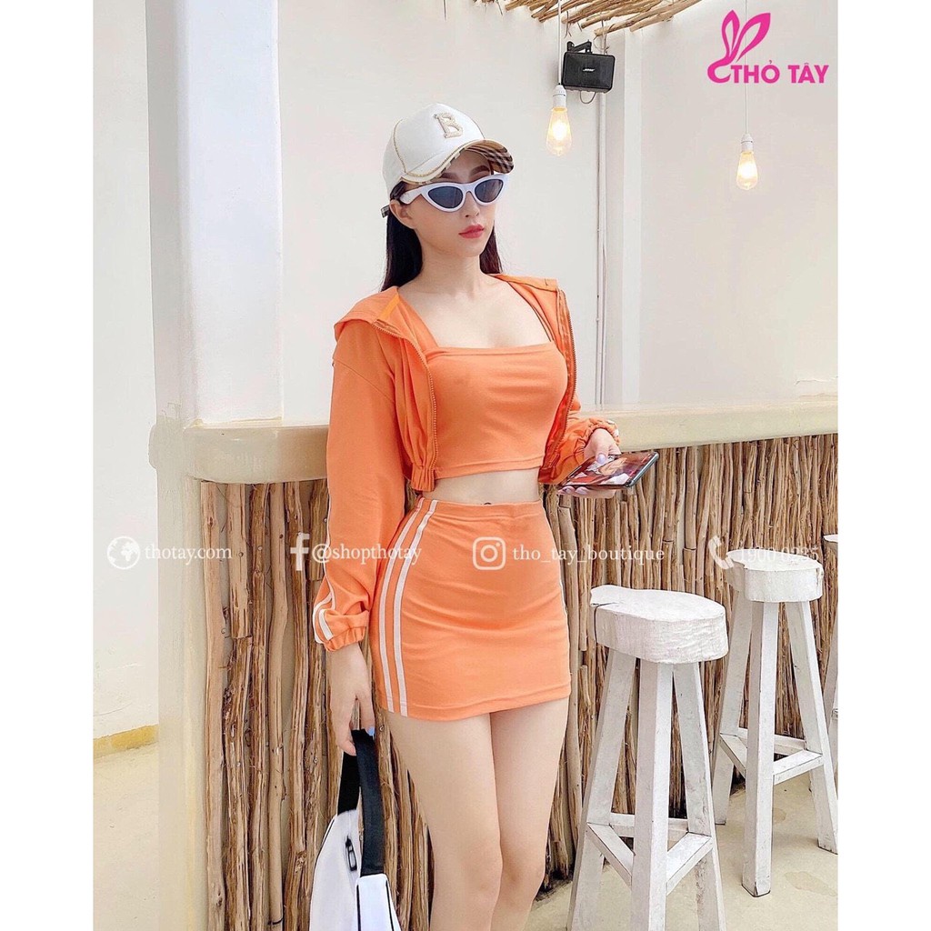 SET áo croptop thể thao + áo khoác Cực Xinh , Chất thoáng mát