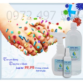 Nước khử trùng sát khuẩn hocl - combo 3 sản phẩm chai 1 lít, 500ml và 100ml
