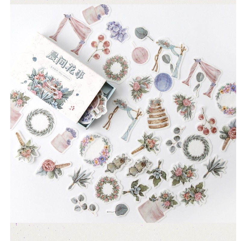 Hộp 40 sticker dán trang trí planner, scrapbook Nhiều Chủ Đề