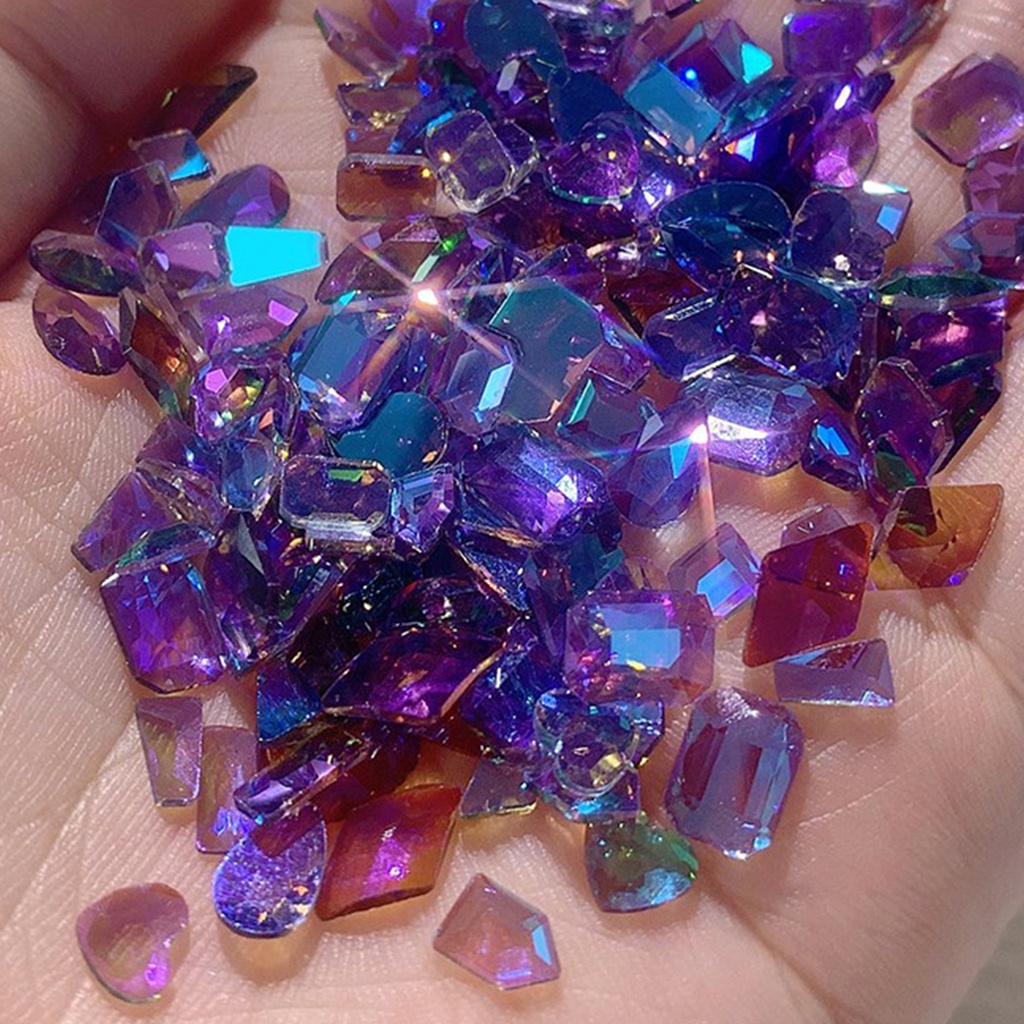 Túi 100 Hạt Đá Thủy Tinh Phẳng Trang Trí Móng Tay DIY