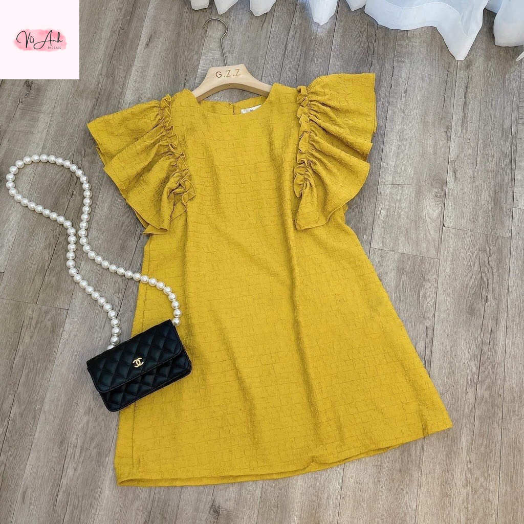 Váy bầu , đầm bầu , váy thiết kế tay bèo chất liệu đũi xốp hạt mềm mát thoải mái cho mẹ bầu đi làm