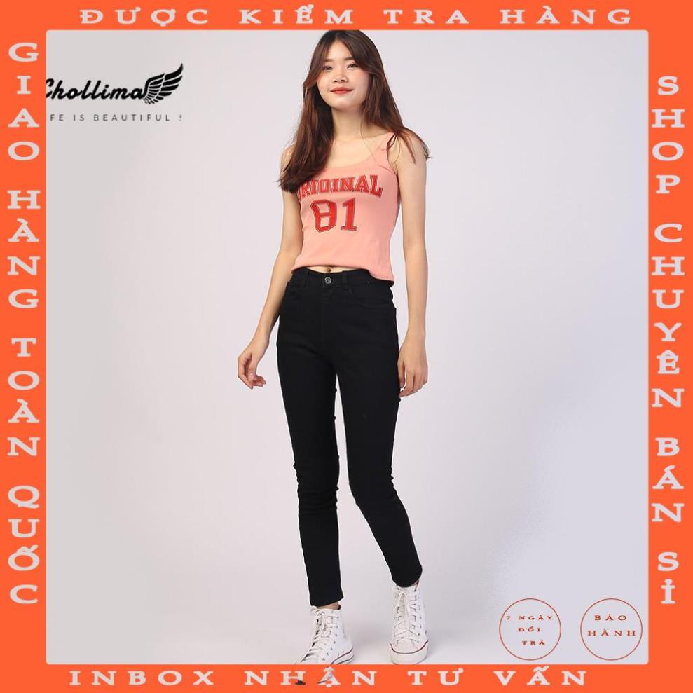 Quần jeans dài nữ co giãn Chollima trơn màu đen QD023 ulzzang phong cách hàn quốc chungmo