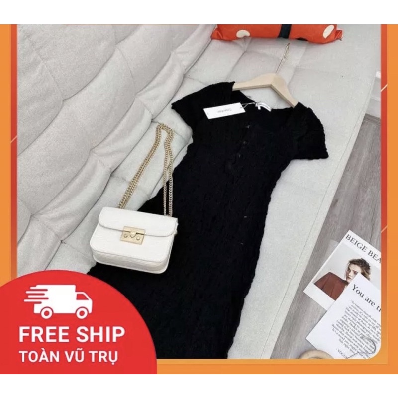 [Hàng Chuẩn] Váy Body Xốp Nhăn Cổ Đức Dáng Dài Kèm Video