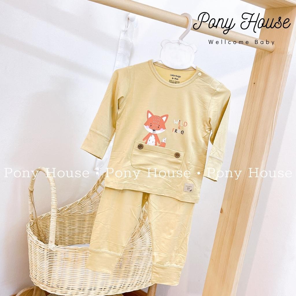 Bộ Quần Áo Dài Tay Uala &amp; Rogo Cài Vai Chất Sợi Tre Bambo Siêu Mềm Mại Cho Bé Trai Bé Gái Size 6-9M Đến 24-36M