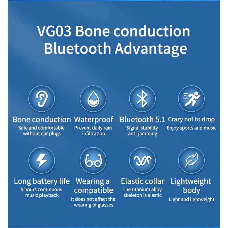 Tai nghe không dây itikungl Vg03 Bluetooth dẫn truyền xương âm thanh stereo nhét tai thể thao chạy bộ rảnh tay