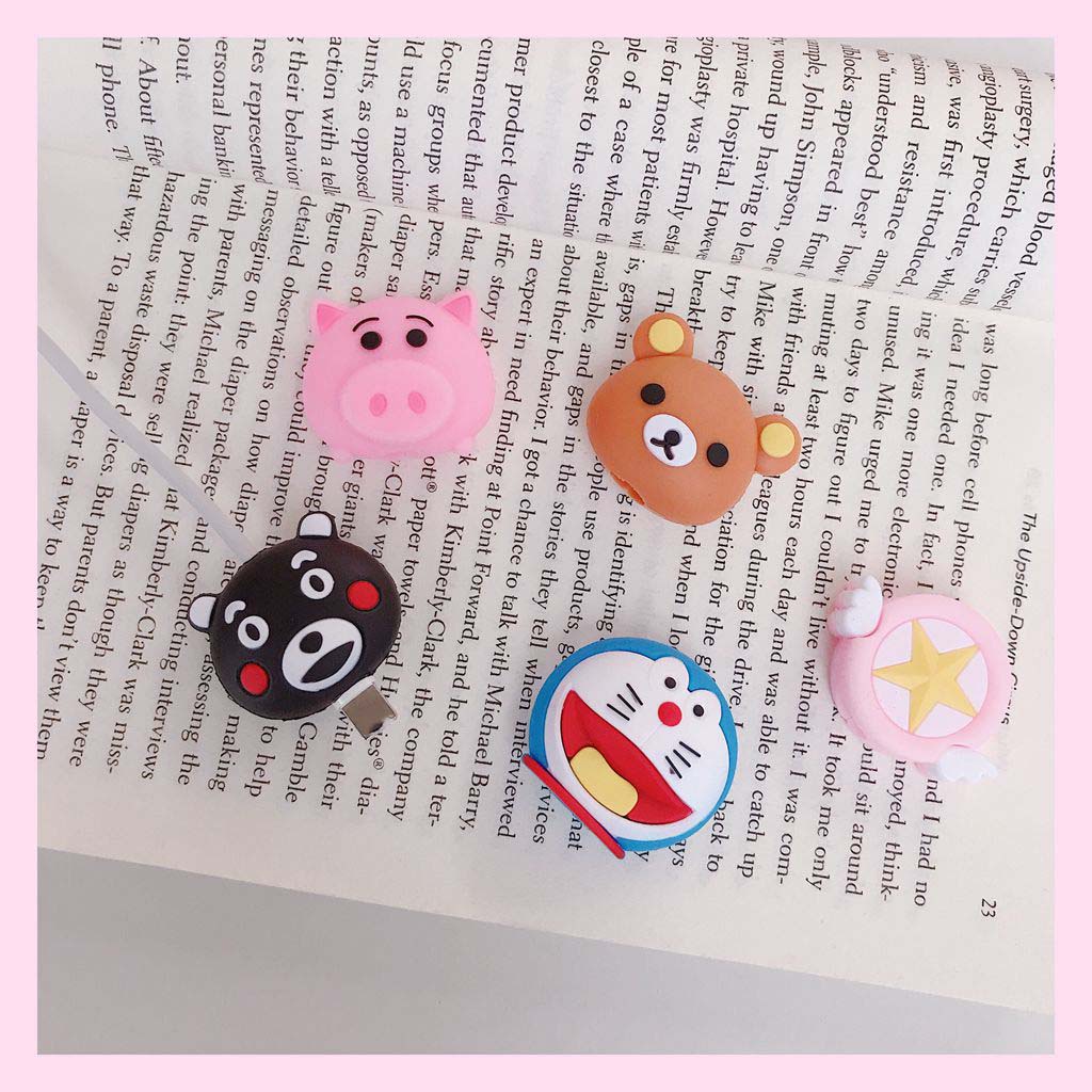 1 Vỏ Bọc Bảo Vệ Dây Cáp Sạc USB iPhone Bằng Silicon Mềm Hình Hoạt Hình Dễ Thương