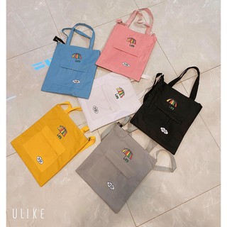 Túi tote vải, túi đeo chéo, đeo vai in hình cây dù