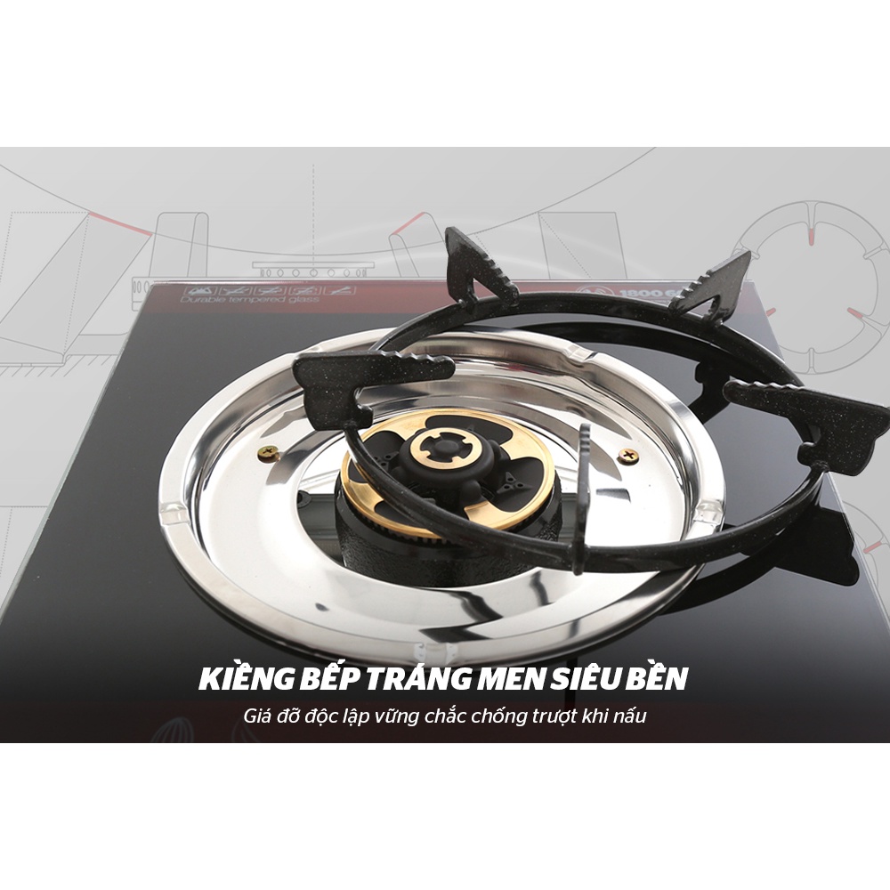 Bếp gas dương đơn kính họng gang Sunhouse SHB212KG