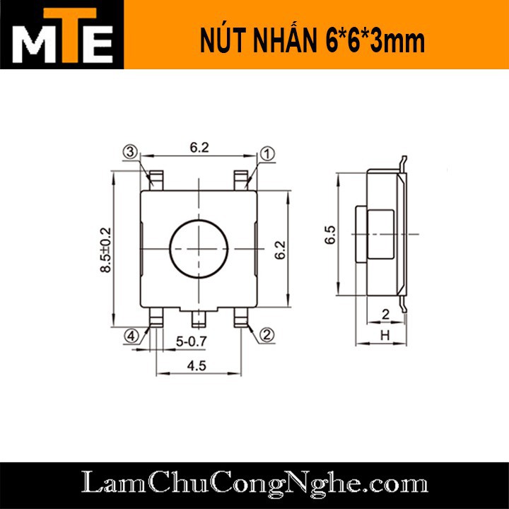 Mới! Nút nhấn 4 chân 6x6x3mm – Combo 10 nút bấm màu đỏ