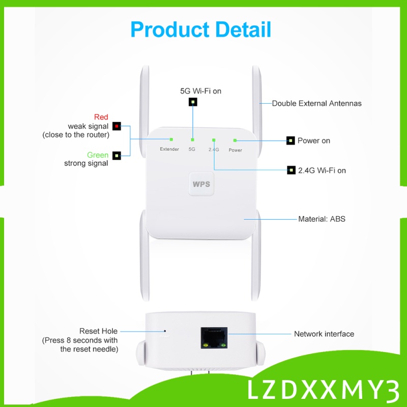 Bộ Lặp Sóng Wifi Không Dây 1200mbps 2.4g 5g 4 Ăng Ten | BigBuy360 - bigbuy360.vn