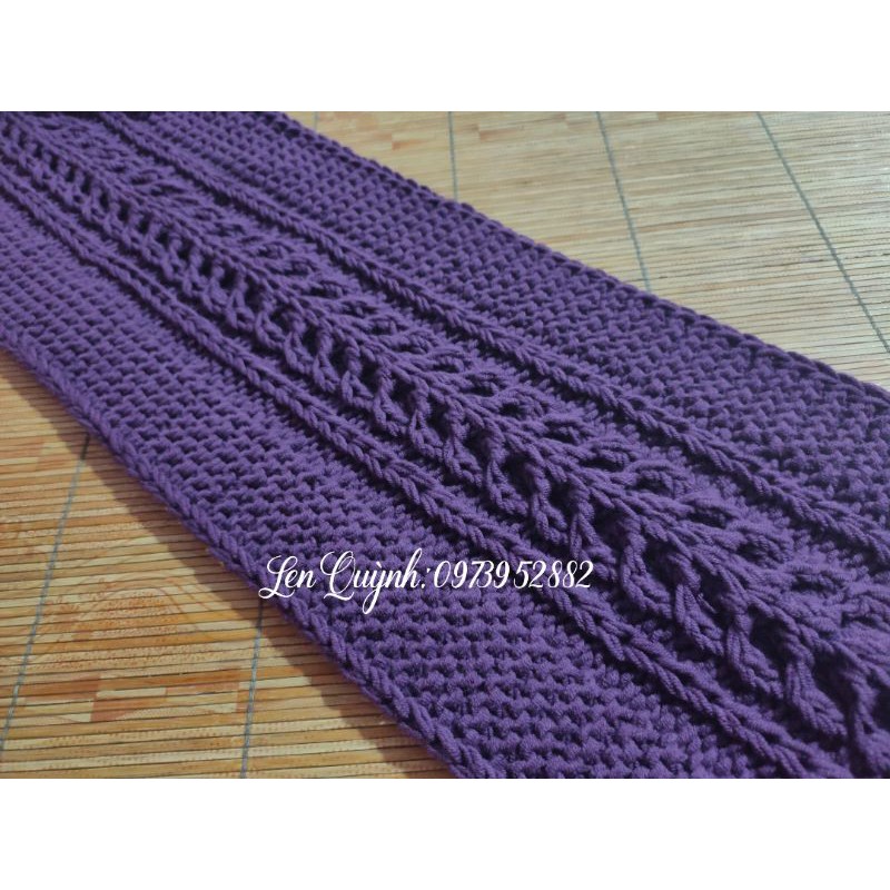 Khăn Len đan tay kiểu vặn thừng bông lúa độc lạ - Quà tặng handmade