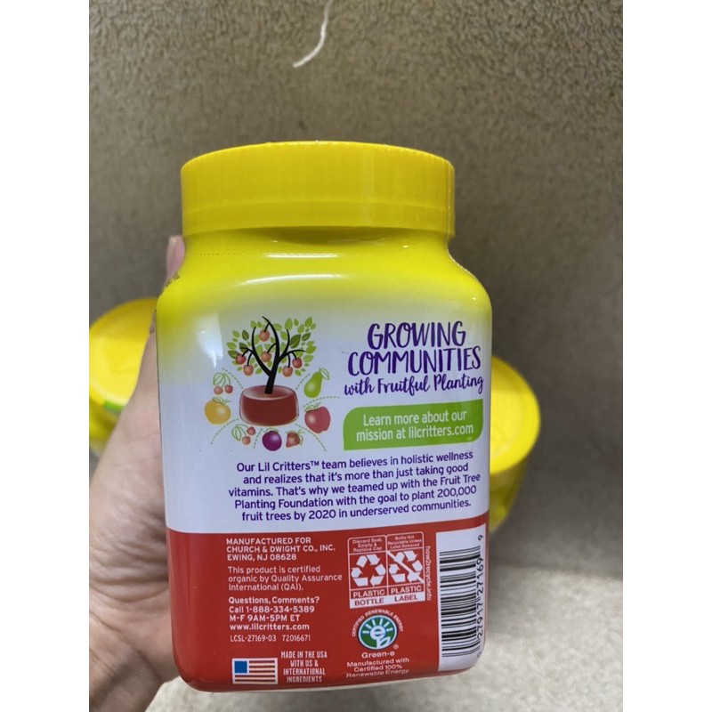 [HÀNG MỸ-MẪU MỚI] Kẹo dẻo trái cây Lil Critter Organic 90 viên.