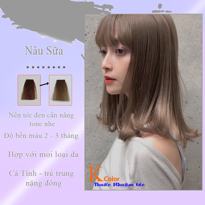 Thuốc nhuộm tóc màu Nâu Sữa không tẩy sử dụng tại nhà nhiều thảo dược giá rẻ kcolor