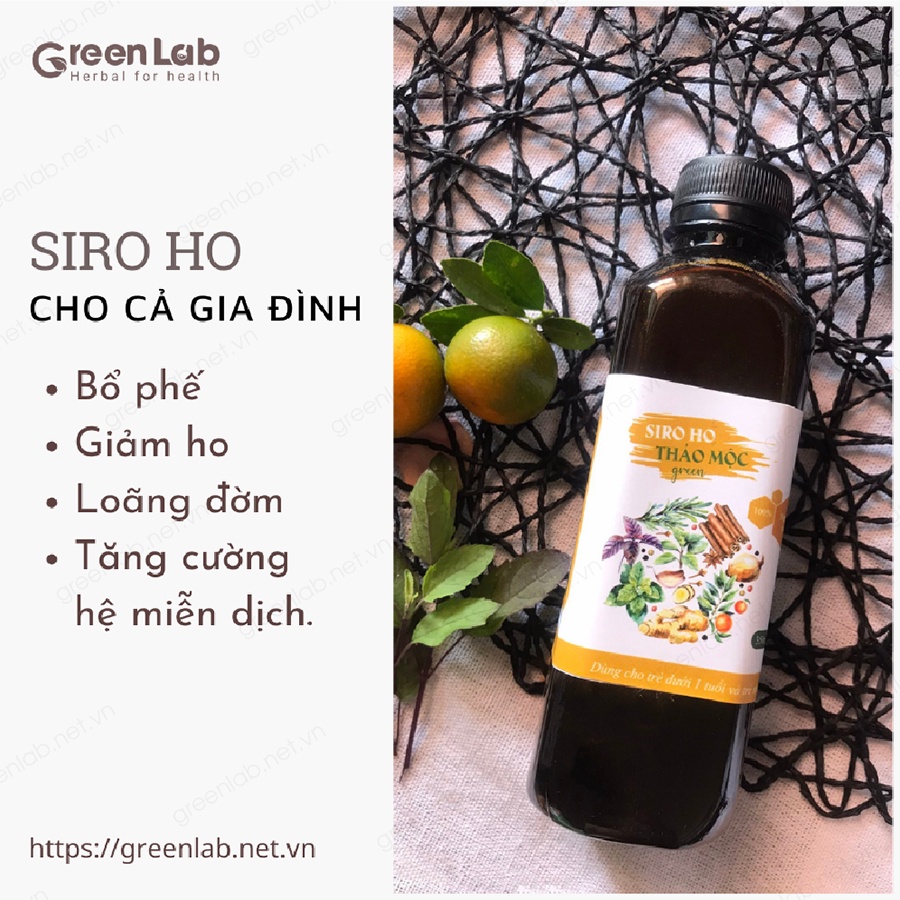 Siro Ho Húng Chanh GreenLab Giảm Ho Khan Ho Có Đờm Bổ Phế