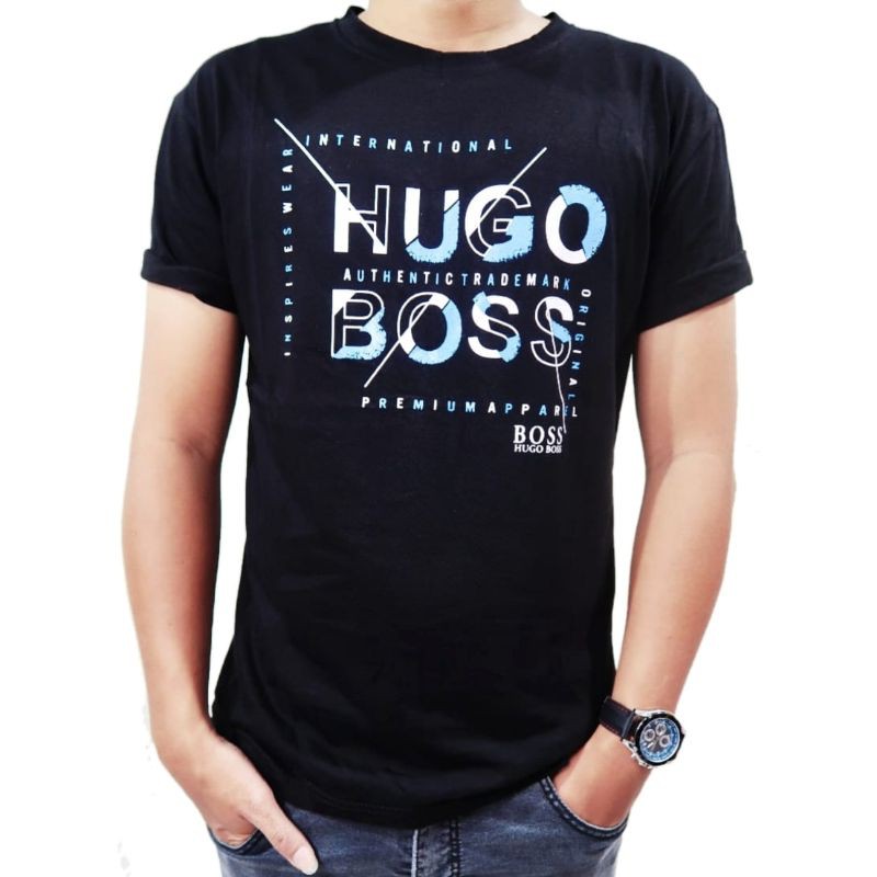 Áo Thun In Chữ Distro Hugo Boss Cá Tính Cho Nam