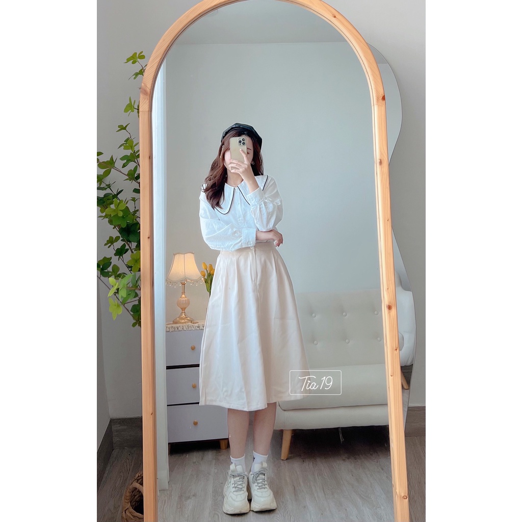 Chân váy nhung cạp cao Tia19. Chân váy cạp cao nhung