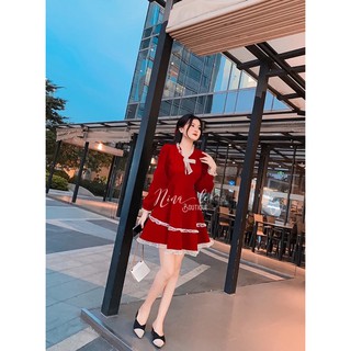 Đầm xoè phối bi  bigsize 60=>90kg