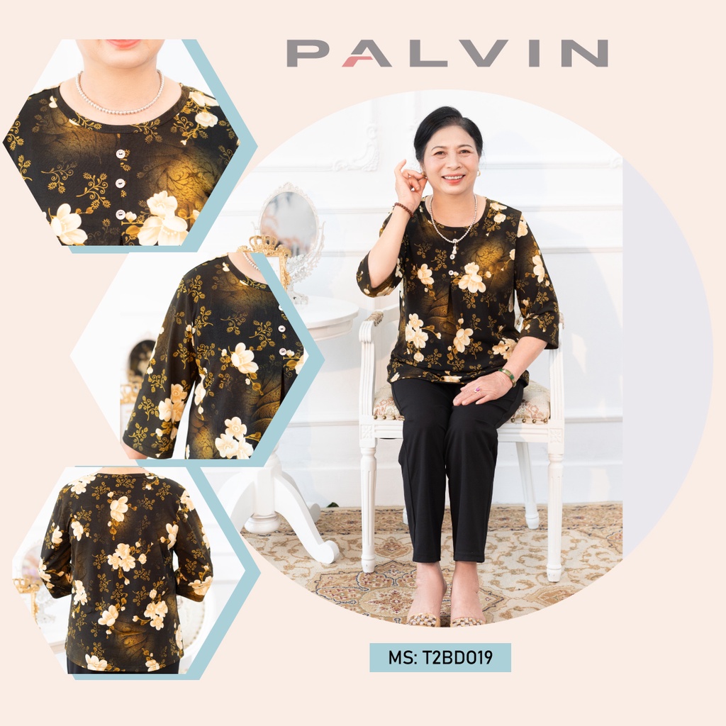 Đồ bộ lanh nữ trung niên PALVIN, quần dài ống côn, tay lỡ - T2BD