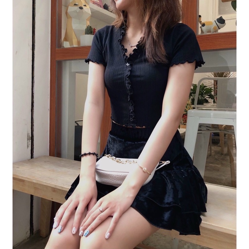áo crtop viền bèo