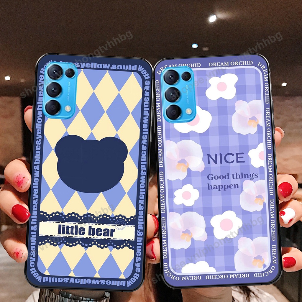 Ốp lưng Oppo Reno5 4G / Reno5 5G / Reno 5 trái tim gấu thể thao , smile mặt cười cực cute