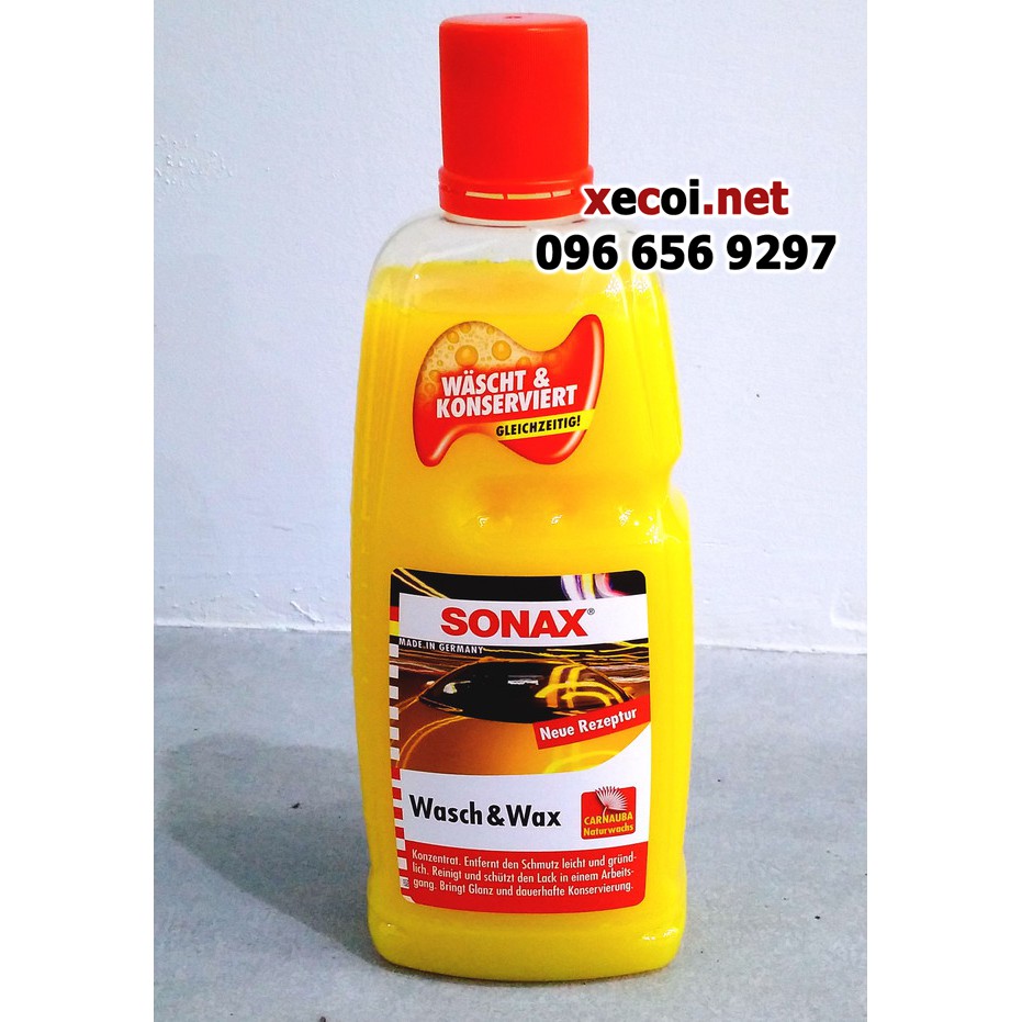 Nước rửa xe + phủ wax bóng sơn 2in1 Sonax Wasch&Wax 1000 ml