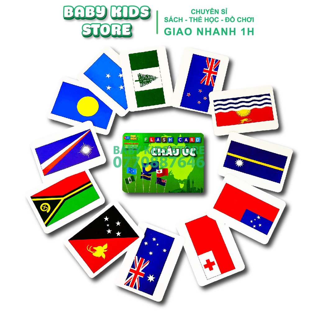 Bộ Thẻ Học Song Ngữ Quốc Kỳ Các Quốc Gia Trên Thế Giới- 175 Flaschcard Cờ Các Nước