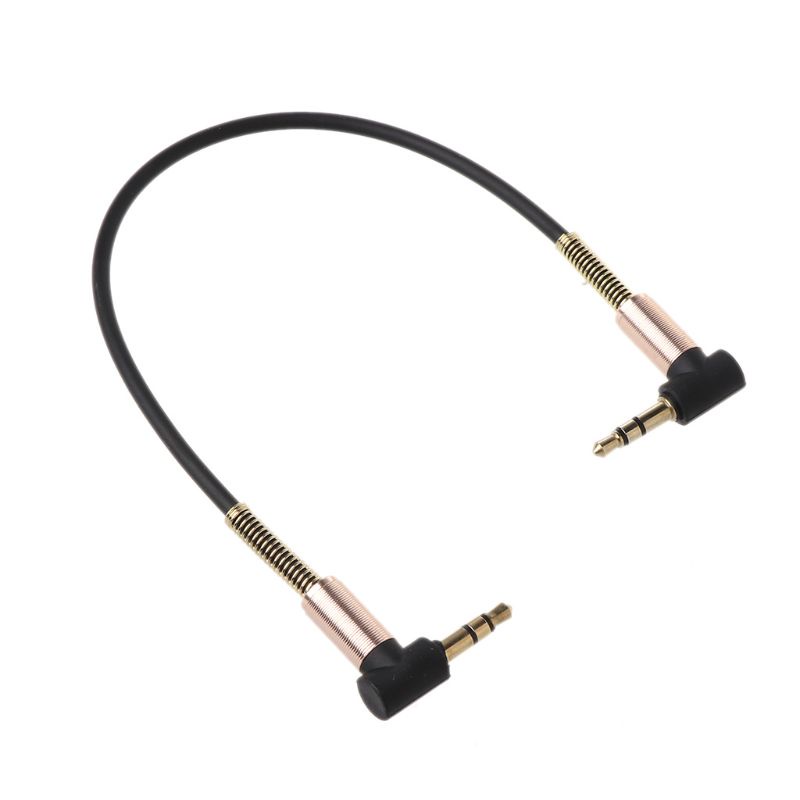 Dây Cáp Âm Thanh Aux Hai Đầu 90 Độ 3.5mm Sang 3.5mm Dài 24cm Bằng Nylon Cho Xe Hơi