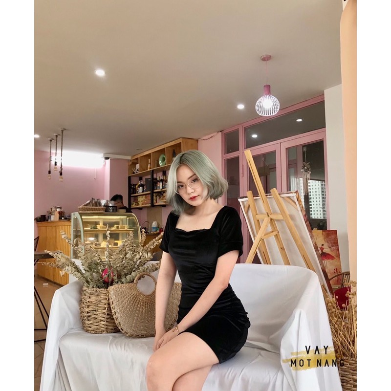 FREESHIP VÁY NHUNG TAY BỒNG