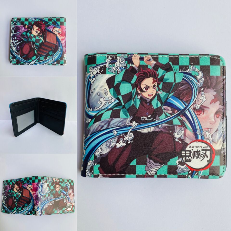 Ví Ngắn Dạng Gập In Họa Tiết Hoạt Hình Demon Slayer Kimetsu No Yaiba Tanjiro Kamado Mini Có Ngăn Đựng Thẻ