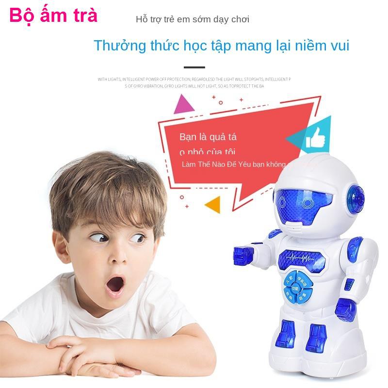 [lớn thông minh] rô bốt có thể đi bộ, hát, nhảy và câu đố Giáo dục sớm nhạc điện cậu bé đồ chơi trẻ em