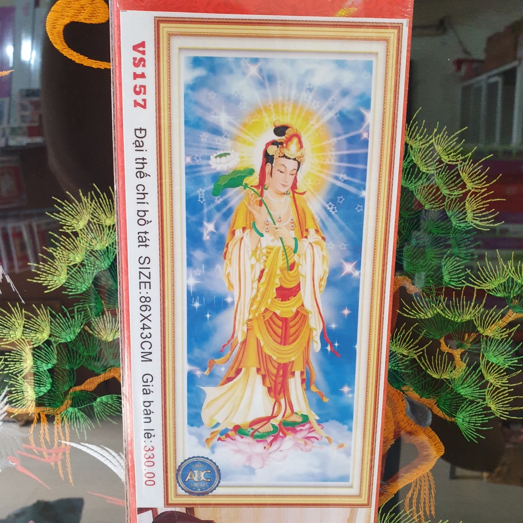 Tranh Đính Đá ĐẠI THẾ CHÍ BỒ TÁT (ĐÁ ABC CAO CẤP). Kích Thước: 86cm x 43cm