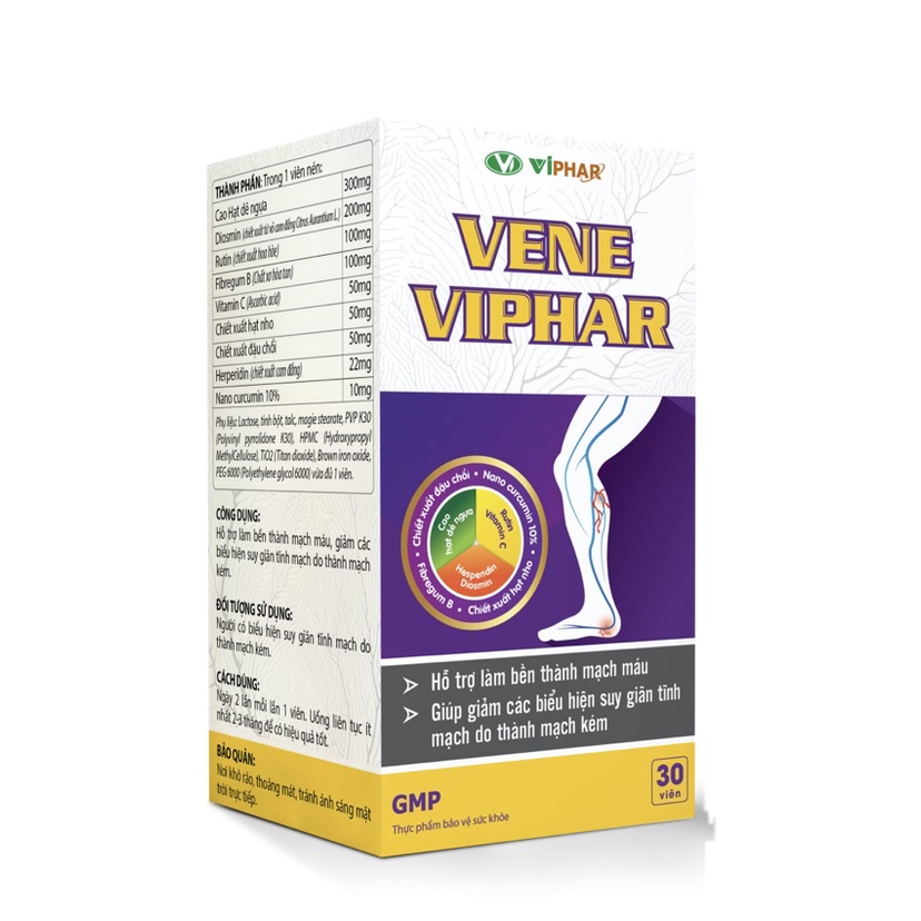 VIÊN UỐNG TĨNH MẠCH VENE VIPHAR: TĂNG SỨC BỀN THÀNH MẠCH MÁU, GIẢM CÁC BIỂU HIỆN SUY GIÃN TĨNH MẠCH CHÂN