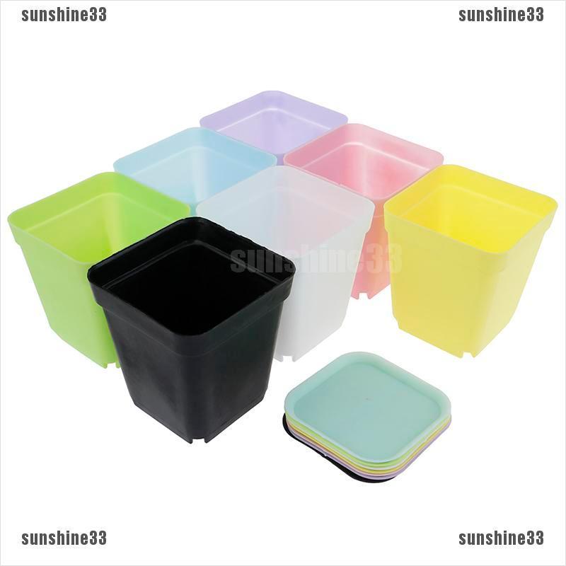 Set 5 chậu cây bằng nhựa hình vuôn dùng để trồng cây để bàn máy tính