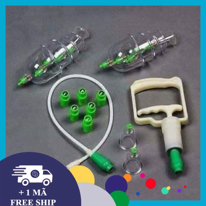 BỘ GIÁC HƠI NHỰA 12 ỐNG KO DÙNG LỬA KÈM DỤNG CỤ BƠM 7CM