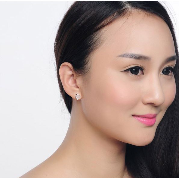 Hoa tai bạc ý 925 hình trái tim nhỏ nhắn, xinh xắn HT81