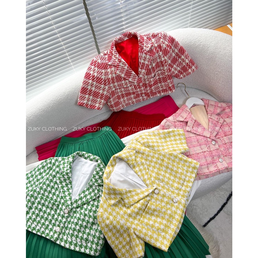 ZUKY ÁO TWEED TAY NGẮN NHIỀU MÀU