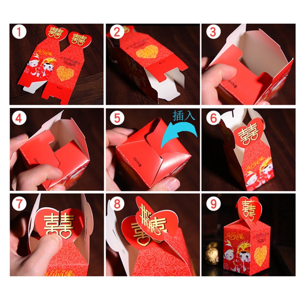 50 - 100 Hộp Quà Cưới Vuông Tim siêu xinh (4 mẫu)