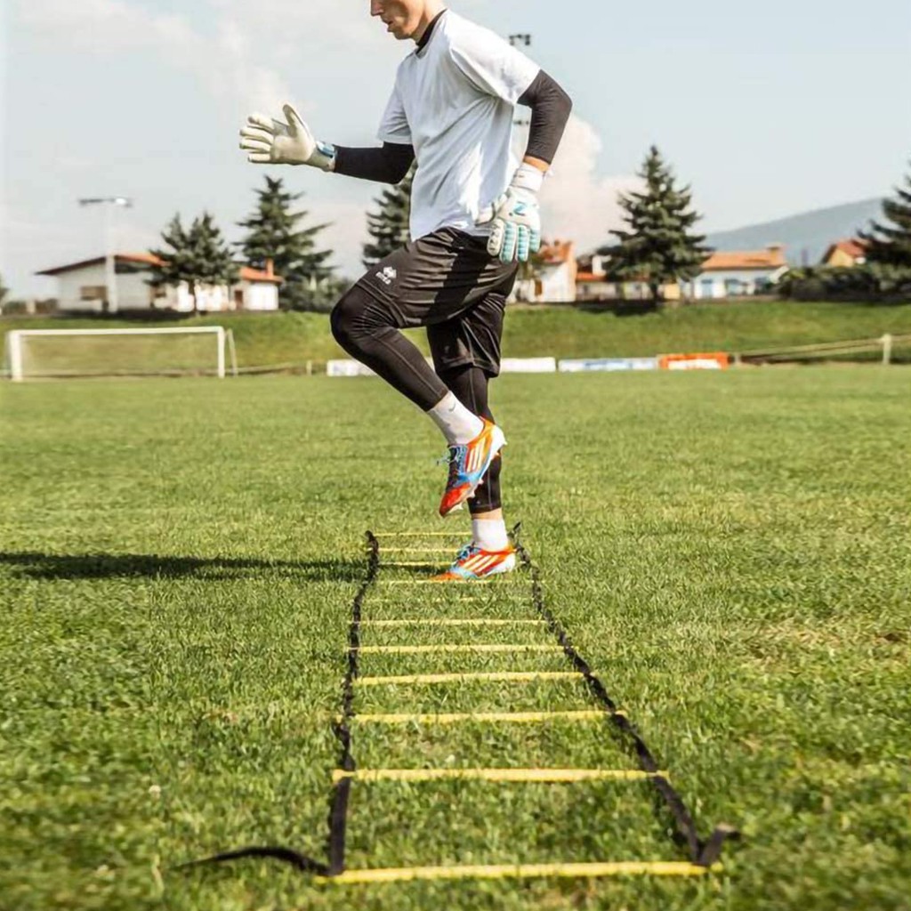 Thang dây thể thao tập luyện bóng đá dài 5m x 10 thanh ngang, giúp chân cải thiện tốc độ và nhanh nhẹn - MAN Football