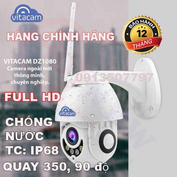 Camera an ninh ngoài trời ♥️FREESHIP♥️ Model vitacam DZ1080 xoay 350 độ, đàm thoại 2 chiều, chống lóa,chống nước