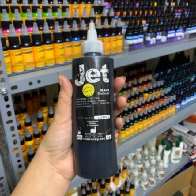 Mực xăm hình jet màu đen 8oz