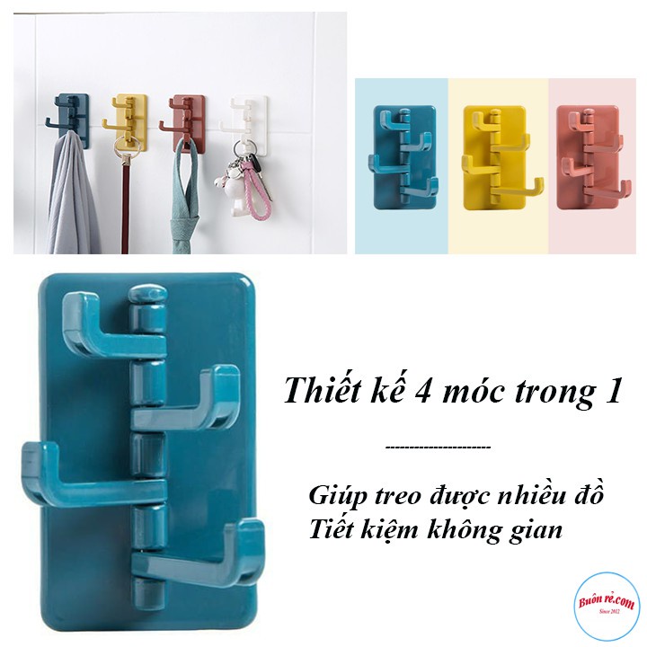Móc dán tường 4 nhánh xoay hình cây thông T2 Siêu Tiện Dụng