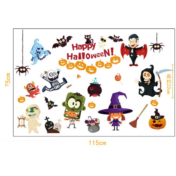 Decal trang trí tường Lễ Hội Halloween!! cho Bé