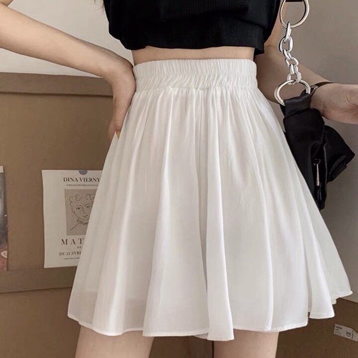 Chân váy nữ ngắn xếp ly màu trắng dáng xòe | BigBuy360 - bigbuy360.vn