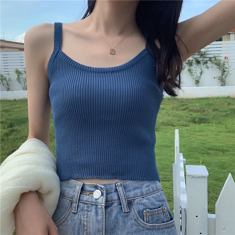 Áo hai dây croptop nữ có mút đệm body đẹp màu đen / trắng đẹp thoáng mát mùa hè 2020 | BigBuy360 - bigbuy360.vn