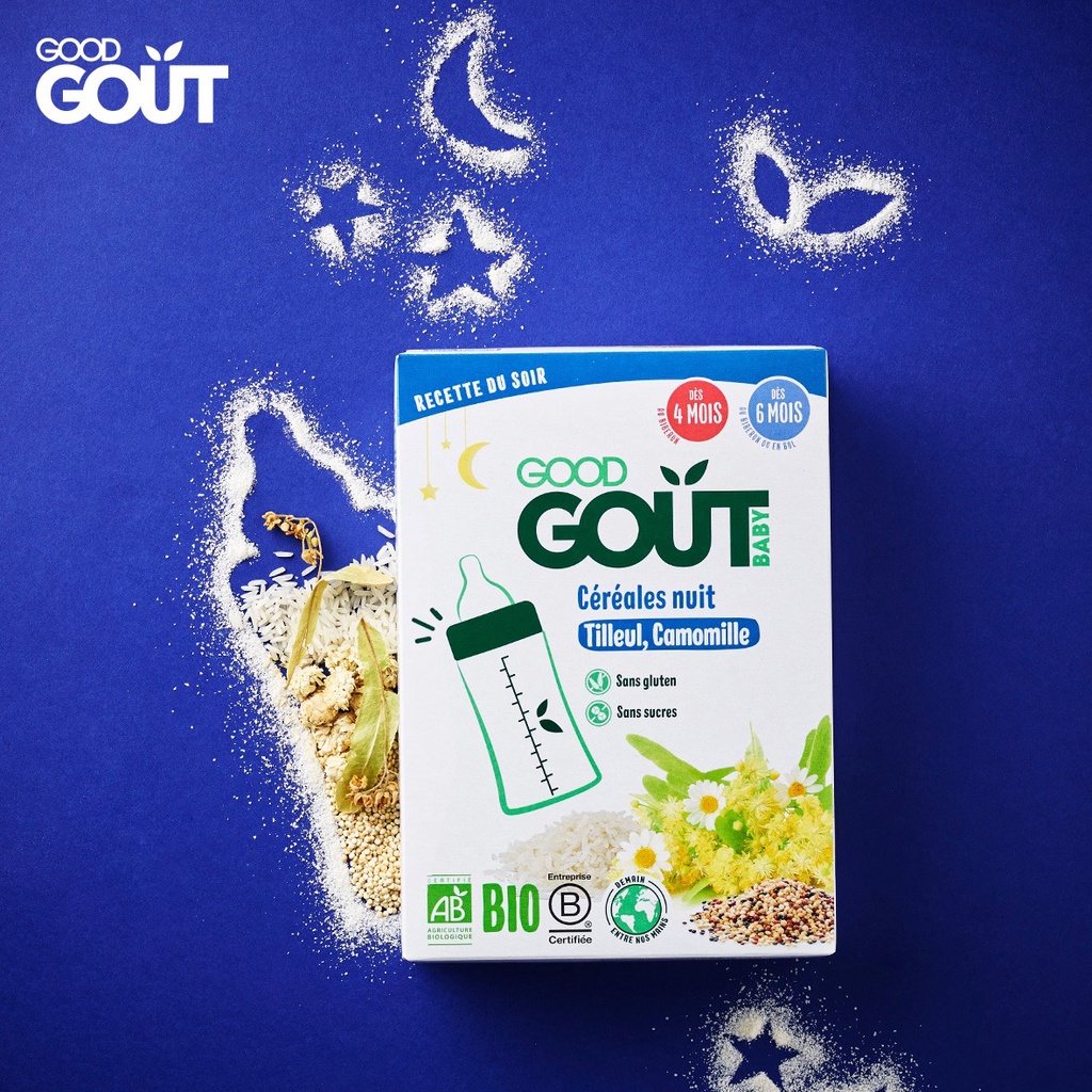 [SHIP AIR] Bột lắc sữa và ăn dặm 2in1 hữu cơ Good Gout cho bé từ 6 tháng 200g - Goodgout Cereals Infants