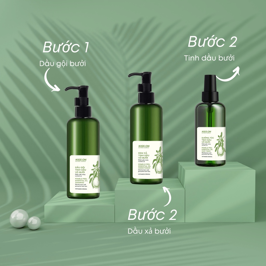 Bộ 3 sản phẩm chăm sóc tóc tinh dầu vỏ bưởi - KISS ON