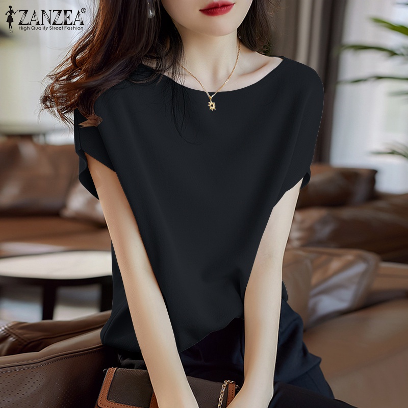 Áo thun ZANZEA tay ngắn cổ tròn thời trang dành cho nữ