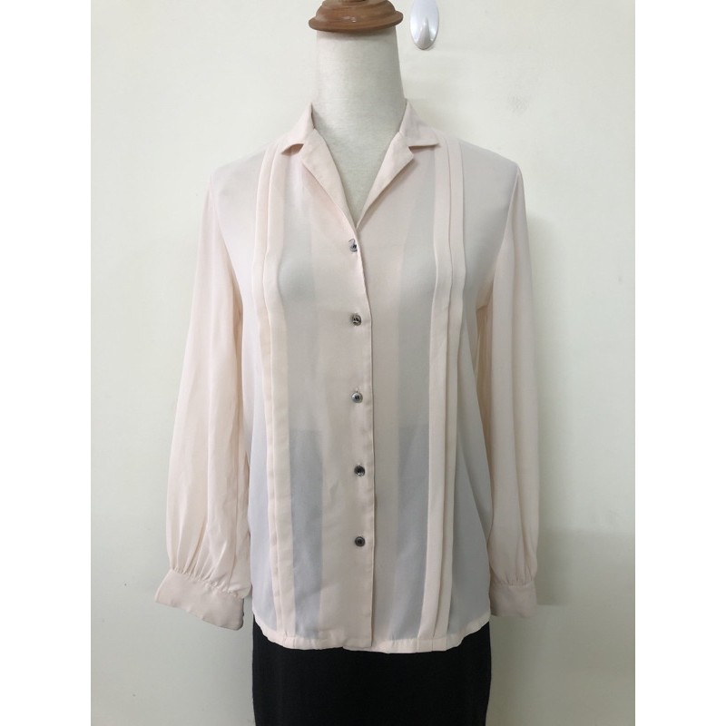 size M to L nho áo sơ mi voan mềm rủ màu lòng tôm cổ vest 2hand