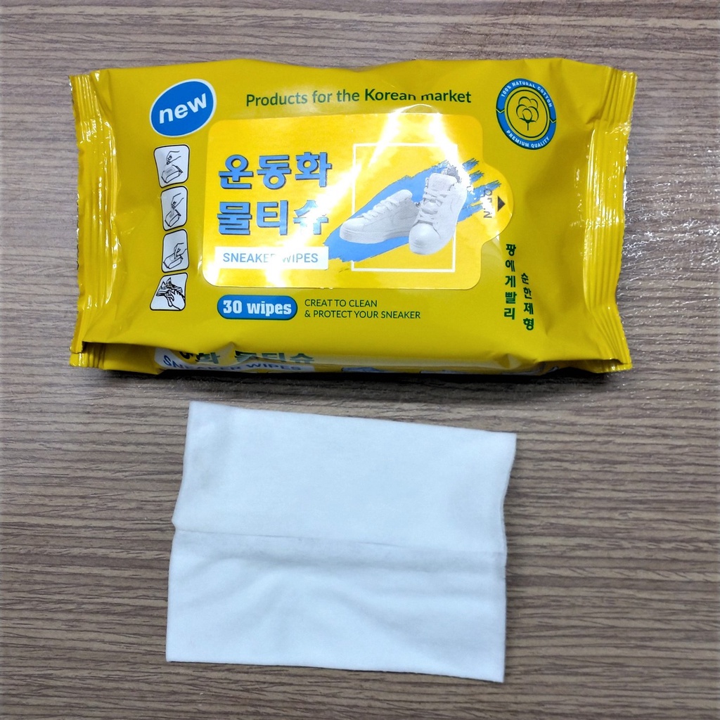 Giấy lau giầy Sneaker Hàn Quốc - Túi 30 tờ khăn ướt lau sạch sẽ hương thơm dịu nhẹ GLS20