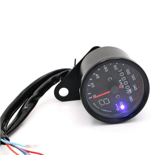 ĐỒNG HỒ CLASSIC ĐO KM CÓ 2 ĐÈN BÁO CHỨC NĂNG | HÀNG CAO CẤP CHUYÊN ĐỘ XE CAFERACER , TRACKER, BOBBER